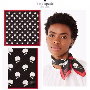 Nwt Kate Spade ♠️ APPLE TOSS Cotton-silk Baby Hem Sides Gold Foil Logo Scarf